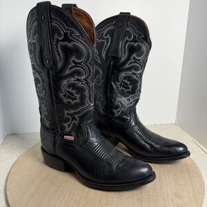 Rio Grande Black Leather Western Cowboy Boots Mens 8D